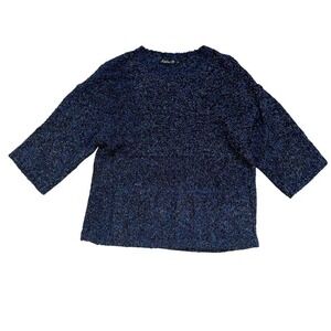 Lulu-B Knit Sweater Colorful Textured Pullover 3/4‎ Sleeve Top Small